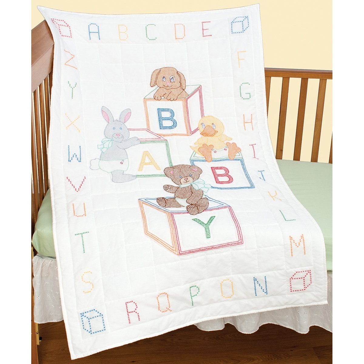 Jack Dempsey Needle Art Baby Blocks Crib Quilt Top