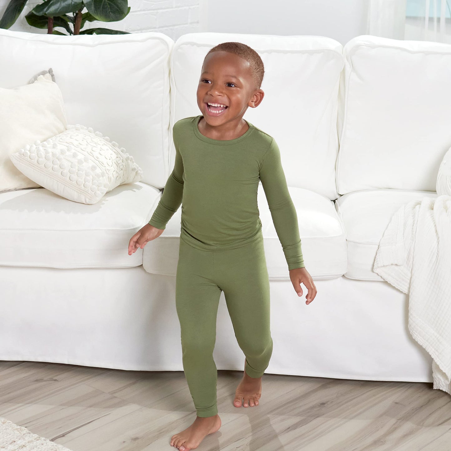 Gerber Unisex Baby Toddler Buttery Soft 2-Piece Snug Fit Pajamas With Viscose Made From Eucalyptus, Olive, 4T