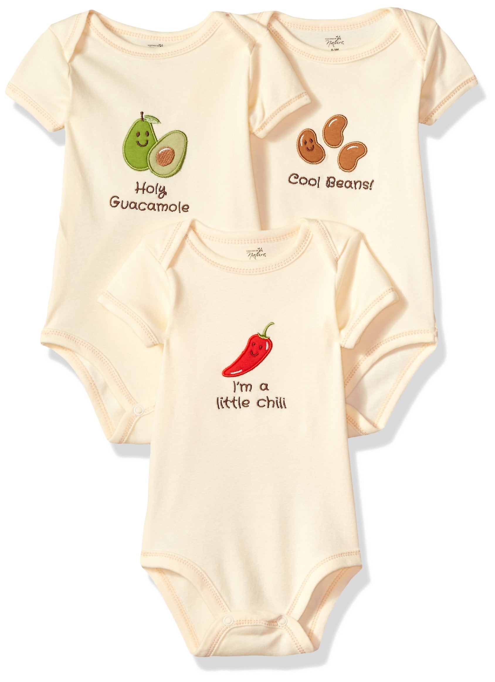 Touched By Nature Baby Boys Organic Cotton Bodysuits Bodysuit, Guacamole, 0-3 Months Us