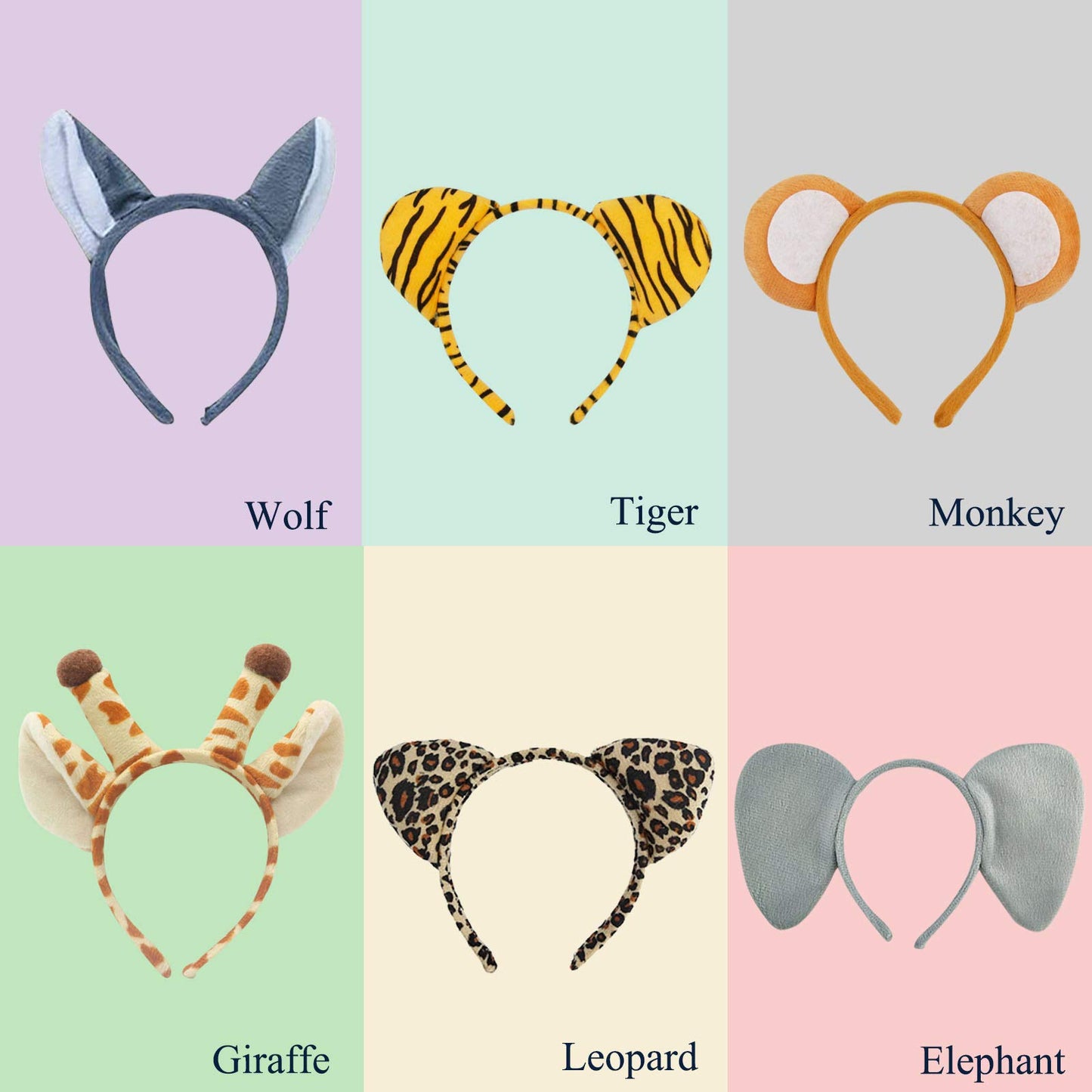 Flying Childhood Animal Ears Headband For Kids Adults Party, Jungle Woodland Safari Zoo Headbands For Birthday