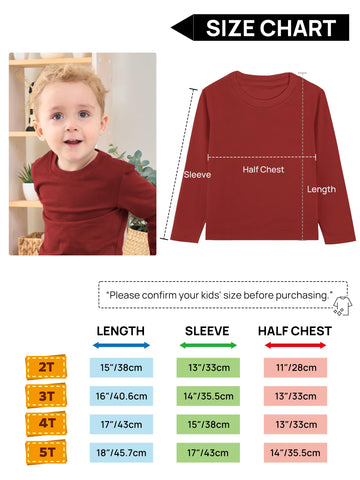 Toddler Boys Long Sleeve T-Shirts Cotton Crewneck Tees Soft Basic Solid Color Layering Warm T-Shirt Top, Tagless Neckline Burgun
