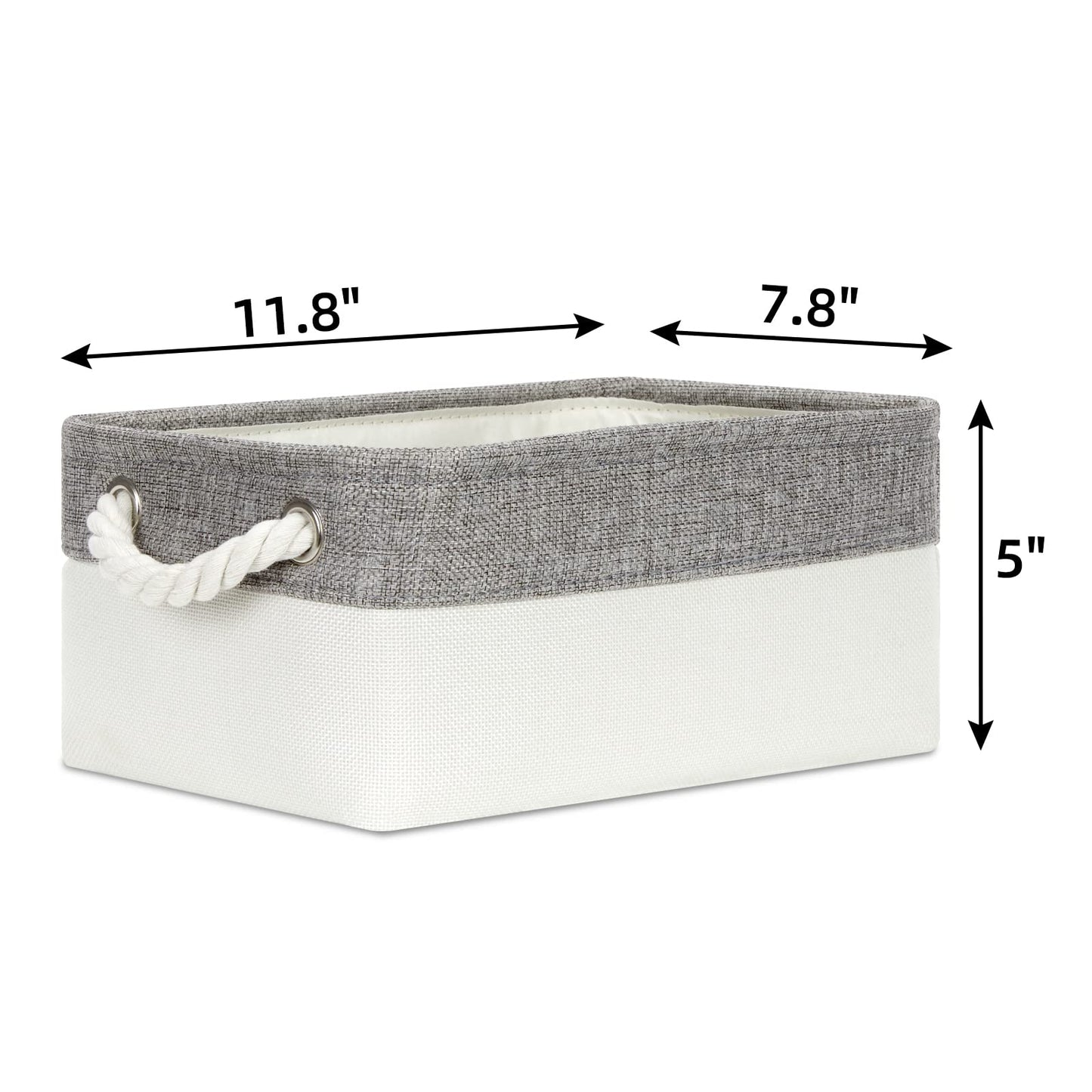 Bidtakay Small Storage Bins Fabric Baskets For Closet Organization Set Of 6 Empty Gift Baskets Baby Grey White Baskets Organizer