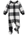 The Children'S Place Baby Toddler One Piece Family Matching, Holiday Pajama Sets, Fleece, Black/White Check, 12-18 Months