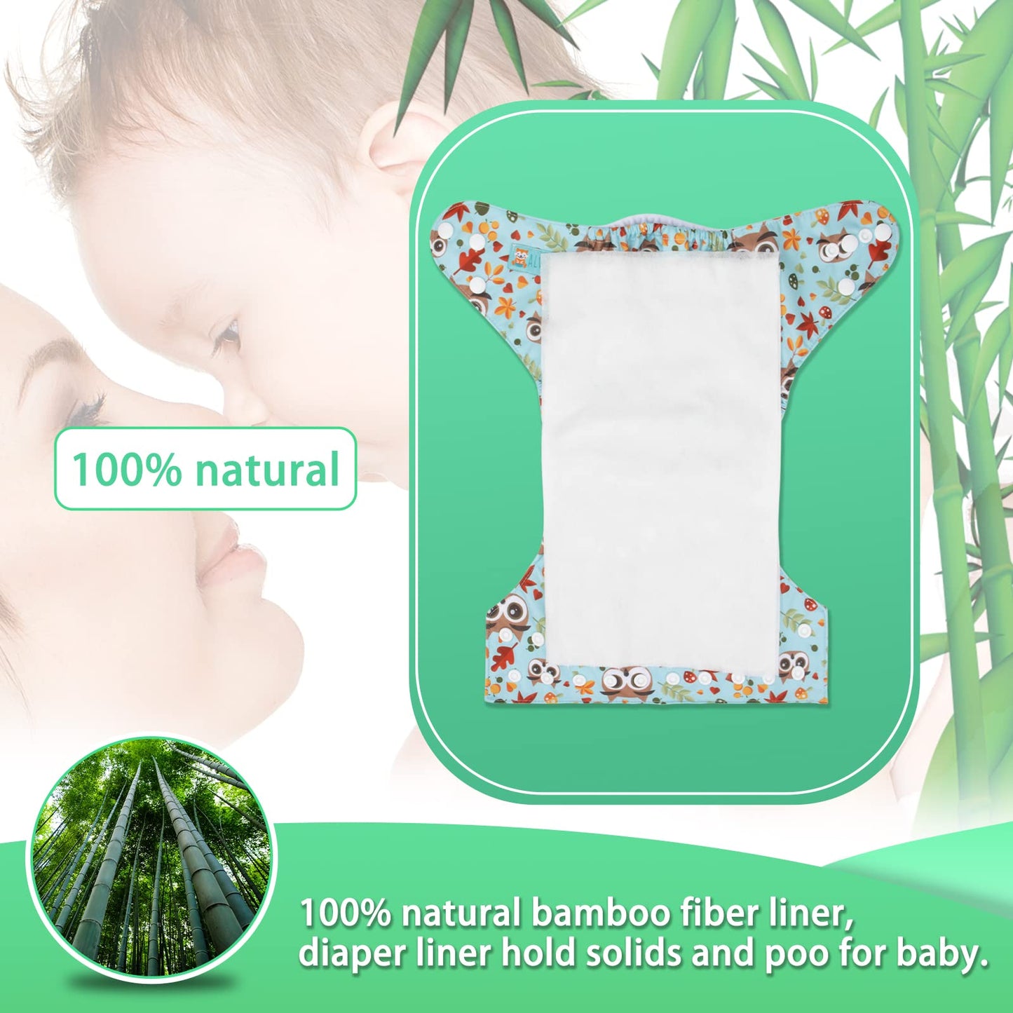 ALVABABY Diaper Liners 4 Rolls for Baby Cloth Diaper 11.8 x 7.1 Inch Disposable Natural Soft Compostable Fragrance Free and Chlo