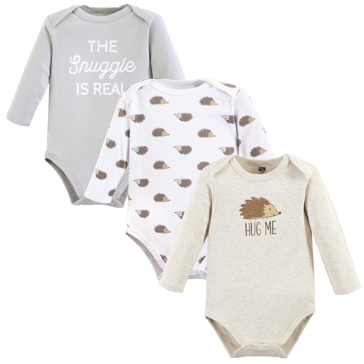 Hudson Baby Unisex Baby Cotton Long-Sleeve Bodysuits, Hedgehog, 9-12 Months
