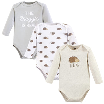 Hudson Baby Unisex Baby Cotton Long-Sleeve Bodysuits, Hedgehog, 9-12 Months