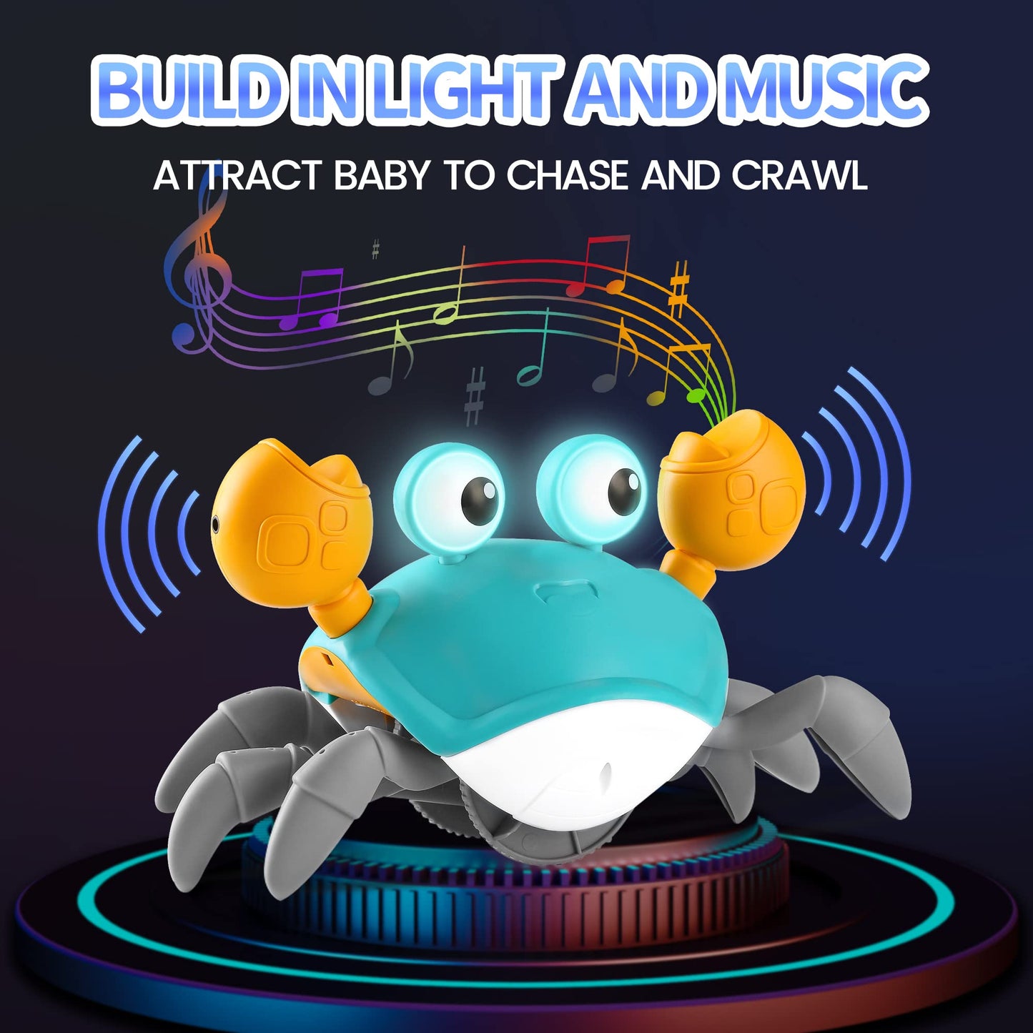 Crawling Crab Baby Toy Infant: Tummy Time Toys for Babies 3 6 9 12 18 24 36 Months, Walking Dancing Sensing Crab for Toddler 1 2