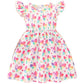 NUBEEHOHO Toddler Girls Dress Flutter Sleeve Multicoloured Heart Print Dresses Toddler Summer Sundress Valentines Day Outfits W