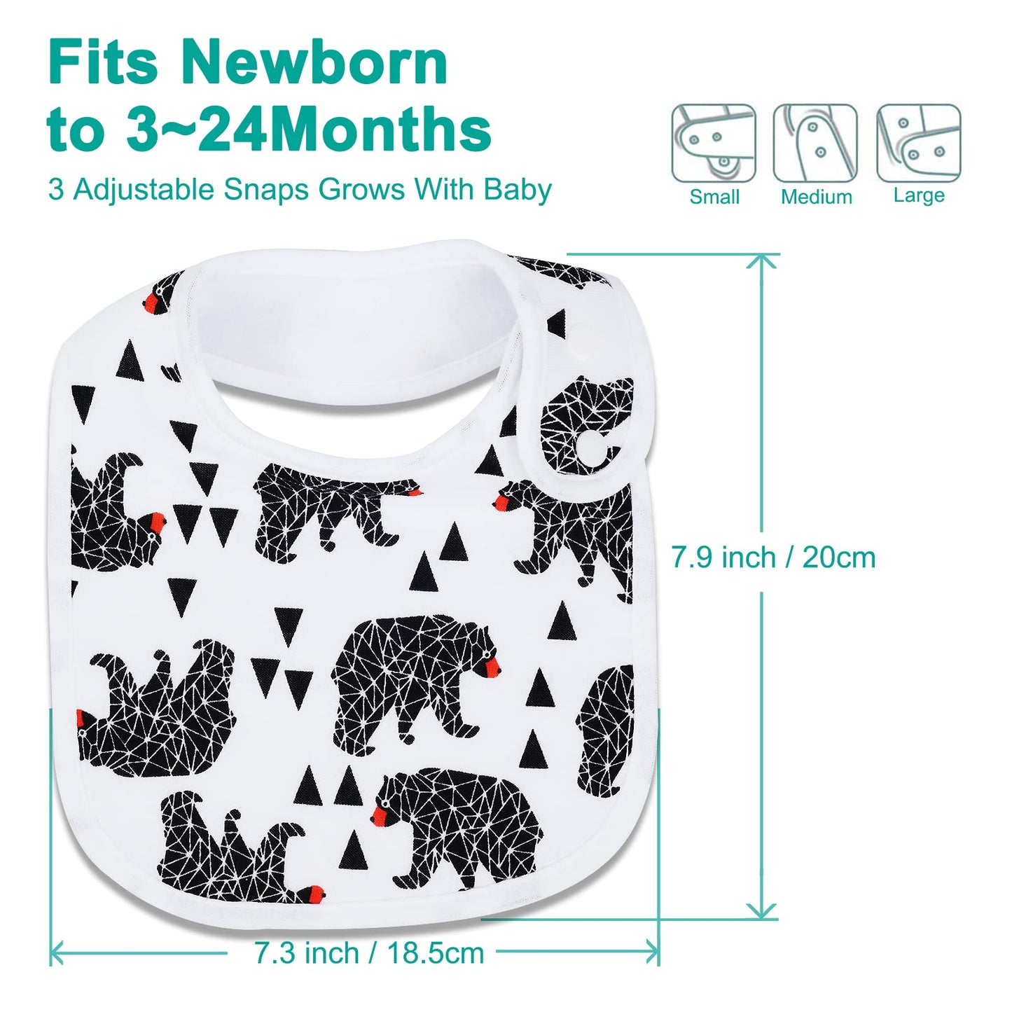 Benoxine Baby Bandana Drool Bibs Soft and Absorbent 100% Organic Cotton Bandana Bibs Set for Boys Girls Newborn Unisex Plain Col