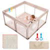 Joypony Baby Playpen with Mat, 50x50 in Small Play Pen for Babies, Toddler Playpen for Apartment, Indoors Play Yard with Soft Br