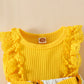 Mubineo Baby Girl Summer Clothes Outfits Sleeveless Lace Floral Romper Dress Newborn Outfit (Yellow Sunflower, 3-6 Months)