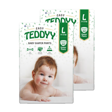 Teddyy Easy Baby L Size Diaper Pant Style 84 Count (Large) | 914 Kg (Pack Of 2) | Long Protection Hours | AntiBacterial | Airy