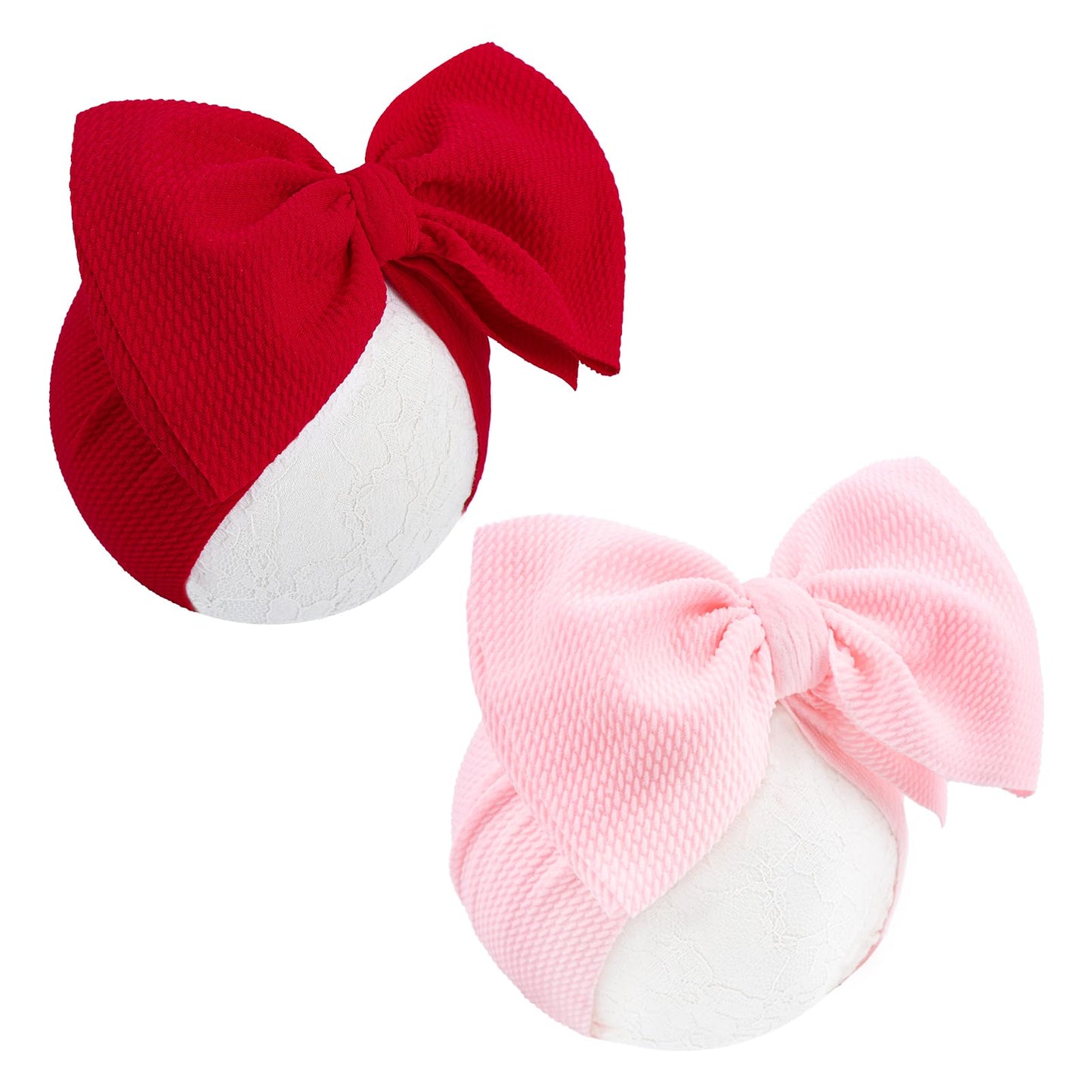 Yanjie Baby Girl Headbands - Red Bow, Pink Toddler Headband, Nylon Hair Bows & Accessories For Newborn Girls & Infants 0-6 Month