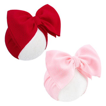 Yanjie Baby Girl Headbands - Red Bow, Pink Toddler Headband, Nylon Hair Bows & Accessories For Newborn Girls & Infants 0-6 Month
