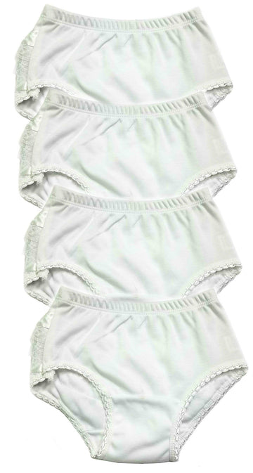 B-One Kids Baby Girls 100% Cotton Diaper Cover Bloomers 4 Pack (Size 5, White)