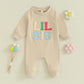 Visgogo Infant Baby Girls Big Lil Sis Matching Set Sweatshirt Romper Letter Embroidery Sweater Toddler Clothes (B-Apricot Lil Si