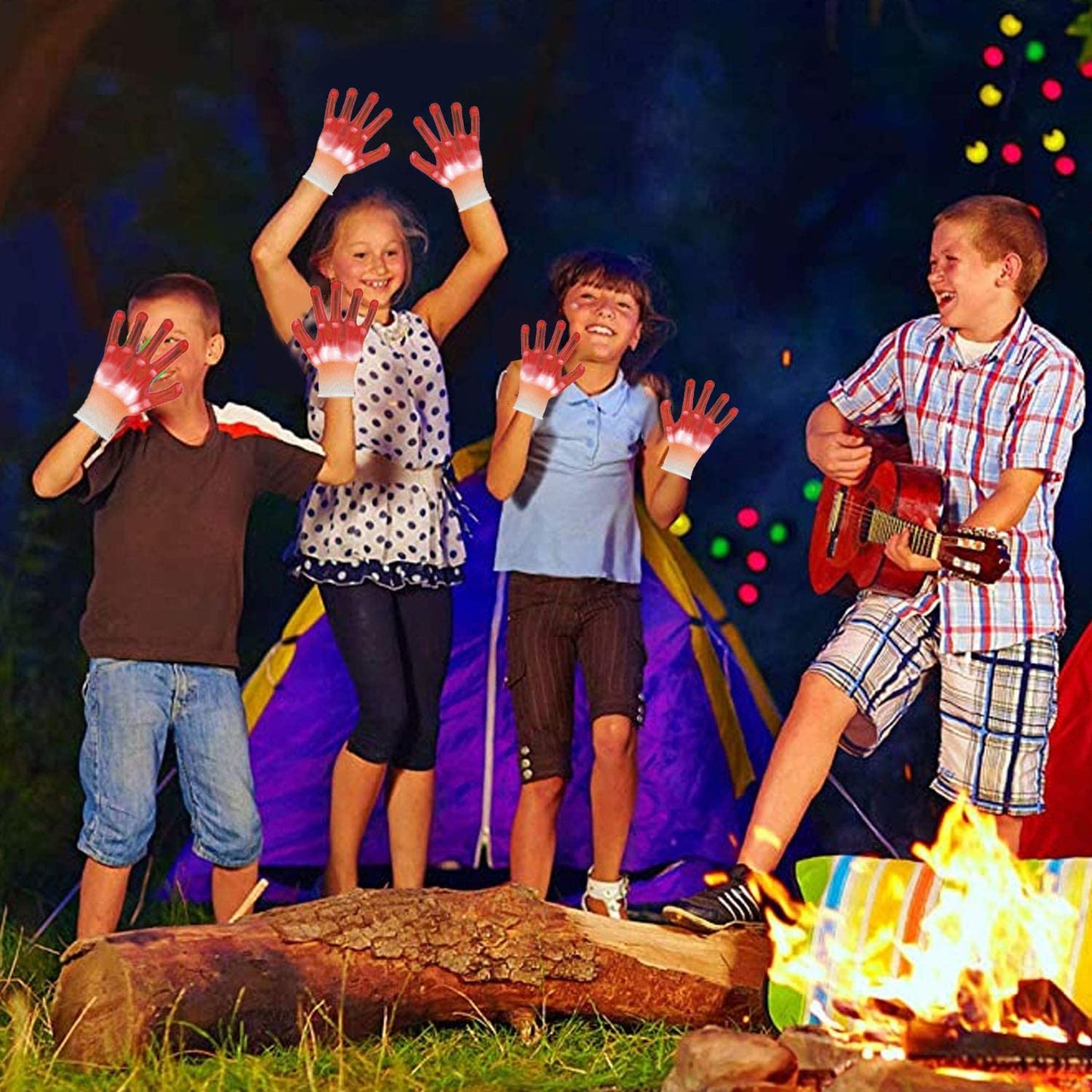 Vicsport Led Gloves 12 Colors Changeable Light Up Gloves For Teens Adults Kids Toys For Boys Age 8-12 Years Old Halloween Christ