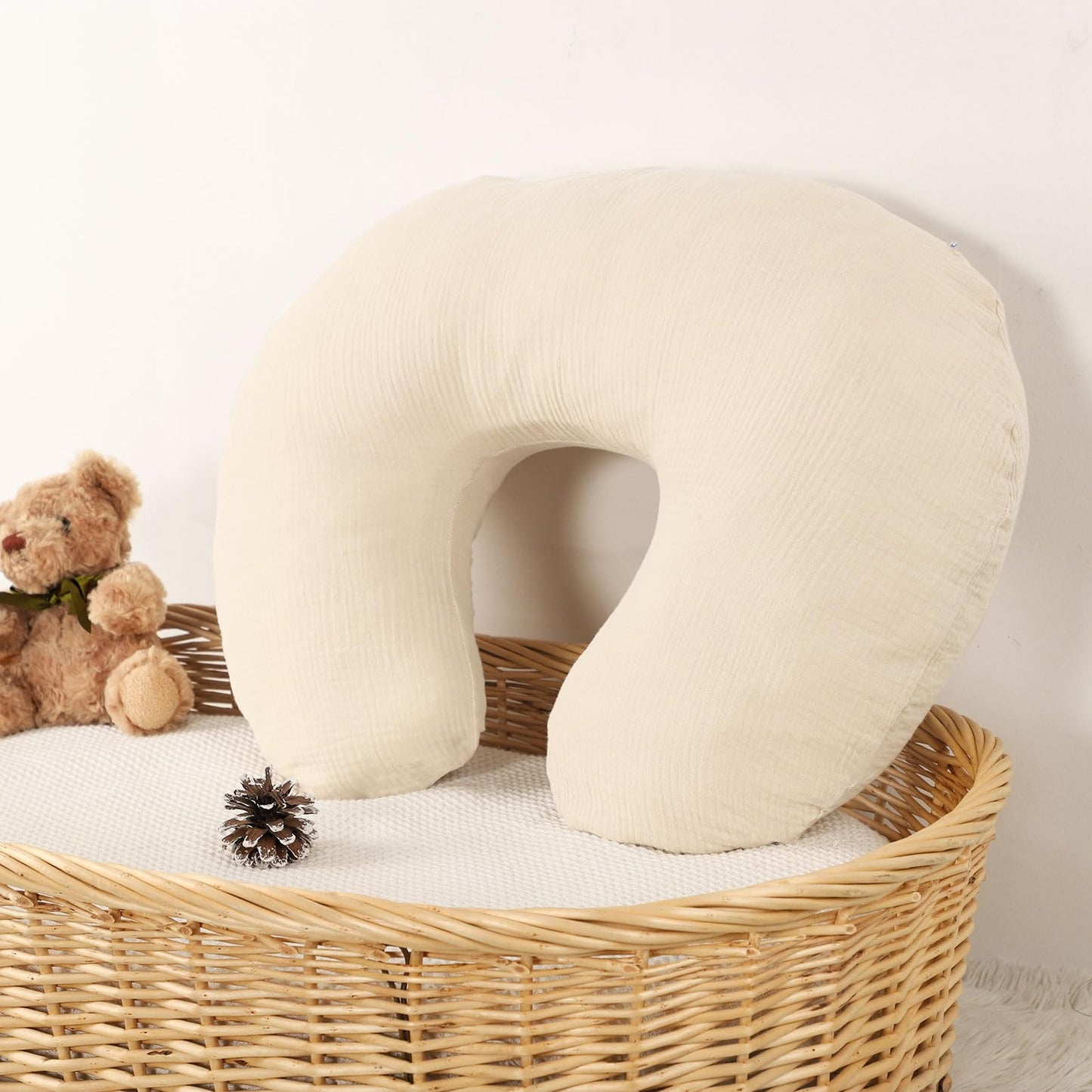 Muslin Nursing Pillow Cover, Cotton Breastfeeding Pillow Cover For Baby Girls Boys, Soft Breathable Nursing Pillowcase For Infan