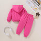 Happy Town Toddler Fall Outfits For Girl Boy Long Sleeve Hoodie Top And Long Sweatpants Set Toddler Sweatsuit (Solid Color-Rose