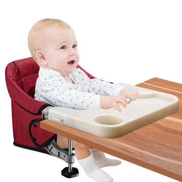 Hook-On High Chair With Removable Dining Tray, Folding Portable Clip-On Table, Baby Chair With Storage Bag For Indoor/Outdoor (R