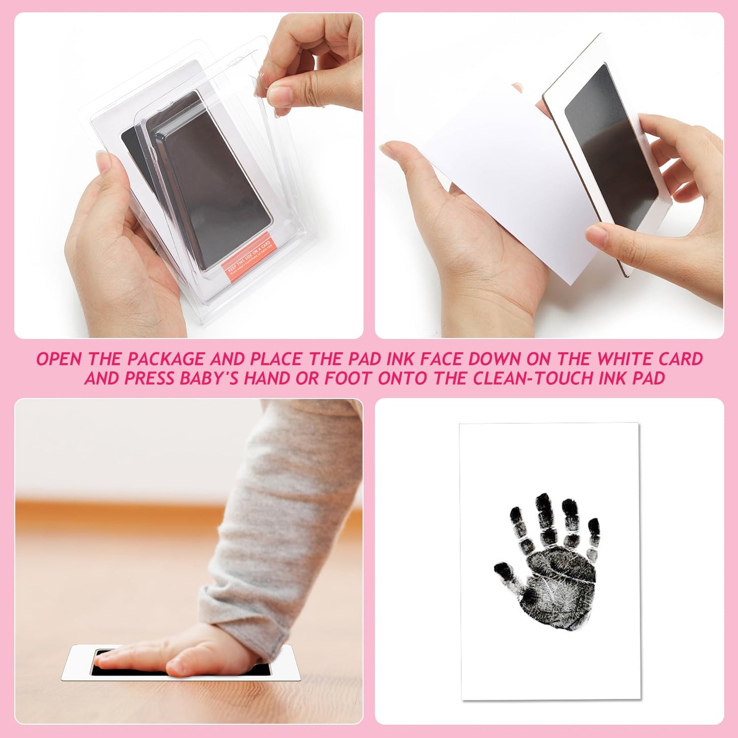 Outus Newborn Baby Handprint And Footprint Paw Print Kit 4 Clean Touch Ink Pads 10 Imprint Cards Pet Inkless Infant Hand And Fee