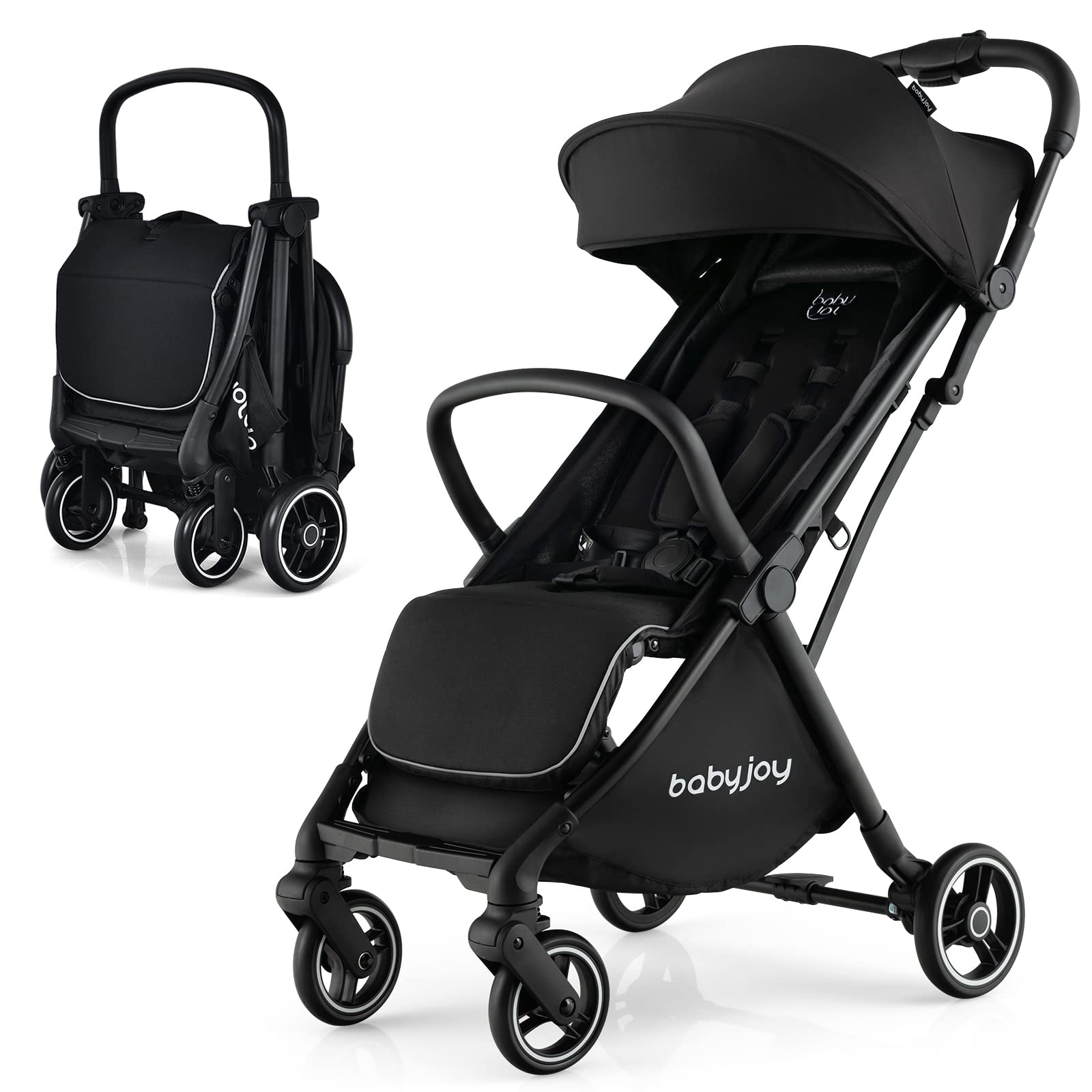 BABY JOY Lightweight Baby Stroller, Compact Travel Stroller for Airplane, Infant Toddler Stroller w/Adjustable Backrest & Canopy