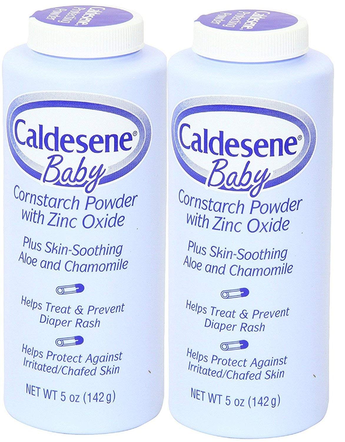 Caldesene Cornstarch Baby Powder With Zinc Oxide, Talc-Free Baby Powder, 5 Oz (2 Pack)