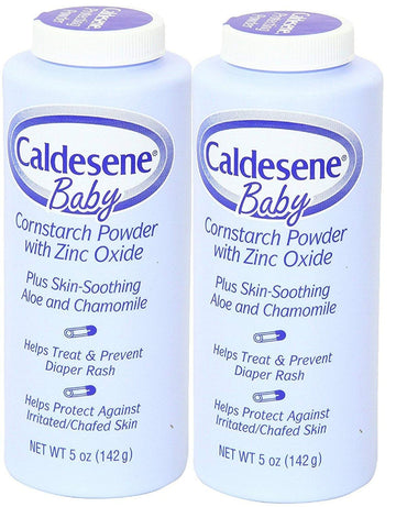 Caldesene Cornstarch Baby Powder With Zinc Oxide, Talc-Free Baby Powder, 5 Oz (2 Pack)
