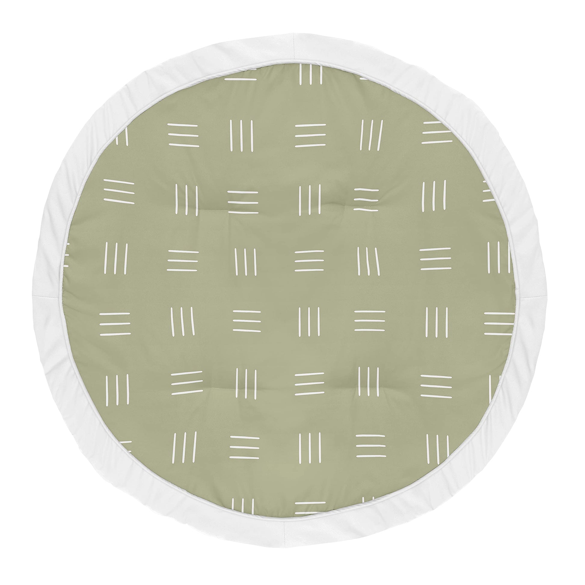 Sweet Jojo Designs Sage Green Boho Mudcloth Boy Or Girl Baby Playmat Tummy Time Infant Play Mat - White Bohemian Woodland Tribal