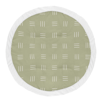 Sweet Jojo Designs Sage Green Boho Mudcloth Boy Or Girl Baby Playmat Tummy Time Infant Play Mat - White Bohemian Woodland Tribal
