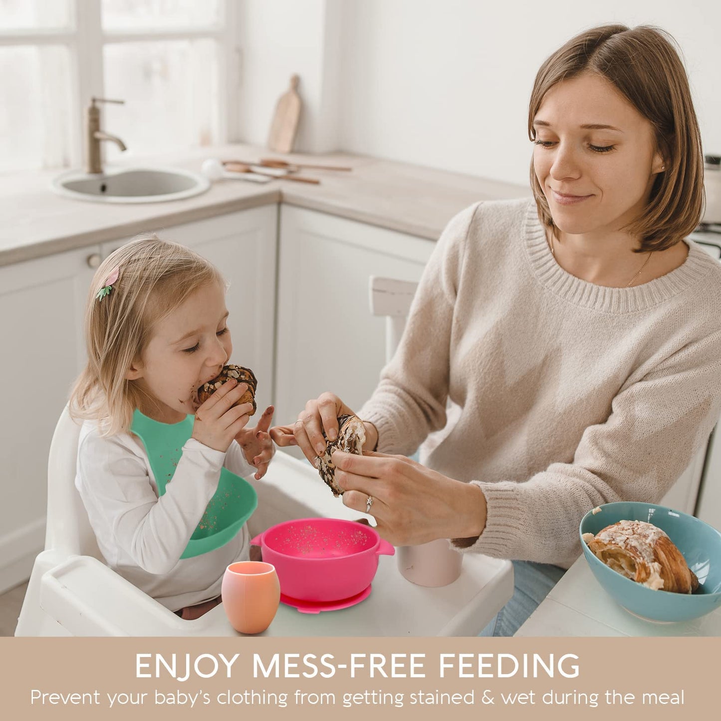 Sperric Silicone Baby Bibs - Soft Silicone Bib With Food Catcher And Waterproof Material - Adjustable Fit For Baby And Toddler (