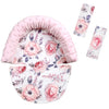 Baby Carseat Headrest, Minky Baby Head Support Girls, Floral Infant Car Seat Insert, Newborn Cushion For Strollers, Pink Flower
