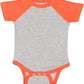 Rabbit Skins, Baby Short Sleeve Raglan Baseball Bodysuit, Vintage Heather/Vintage Orange, 12 Months
