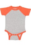 Rabbit Skins, Baby Short Sleeve Raglan Baseball Bodysuit, Vintage Heather/Vintage Orange, 12 Months