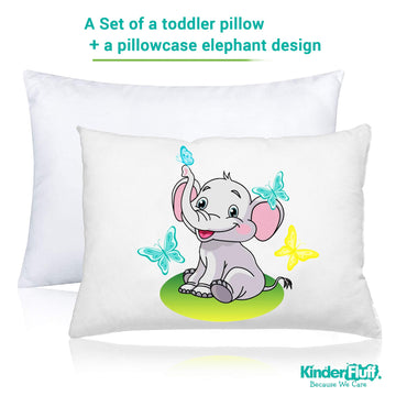 Kinder Fluff Toddler Pillow & Pillow Case - Down Alternative Pillow & Cotton Pillow Covers-Hypoallergenic Baby Pillows For Sleep