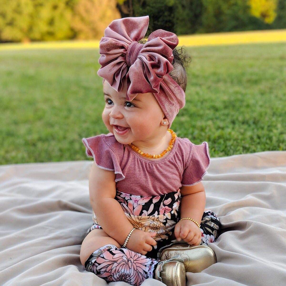 Insowni 10 Pack Solid Stretchy Velvet Big Bow Wide Headbands Headwraps Accessories For Baby Girls Toddlers Newborns Infants Kids