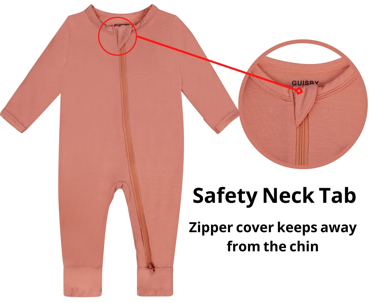 Guisby Rayon Footless Pajamas, Long Sleeve Newborn Zipper Sleepers Baby Boy Orange