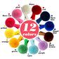 Cinaci Hair Clips, 24 Pack 1.2 Inch Candy Colorful Pom Pom Alligator Hair Clips With Small Cute Puffy Fuzzy Pompoms, Hair Access