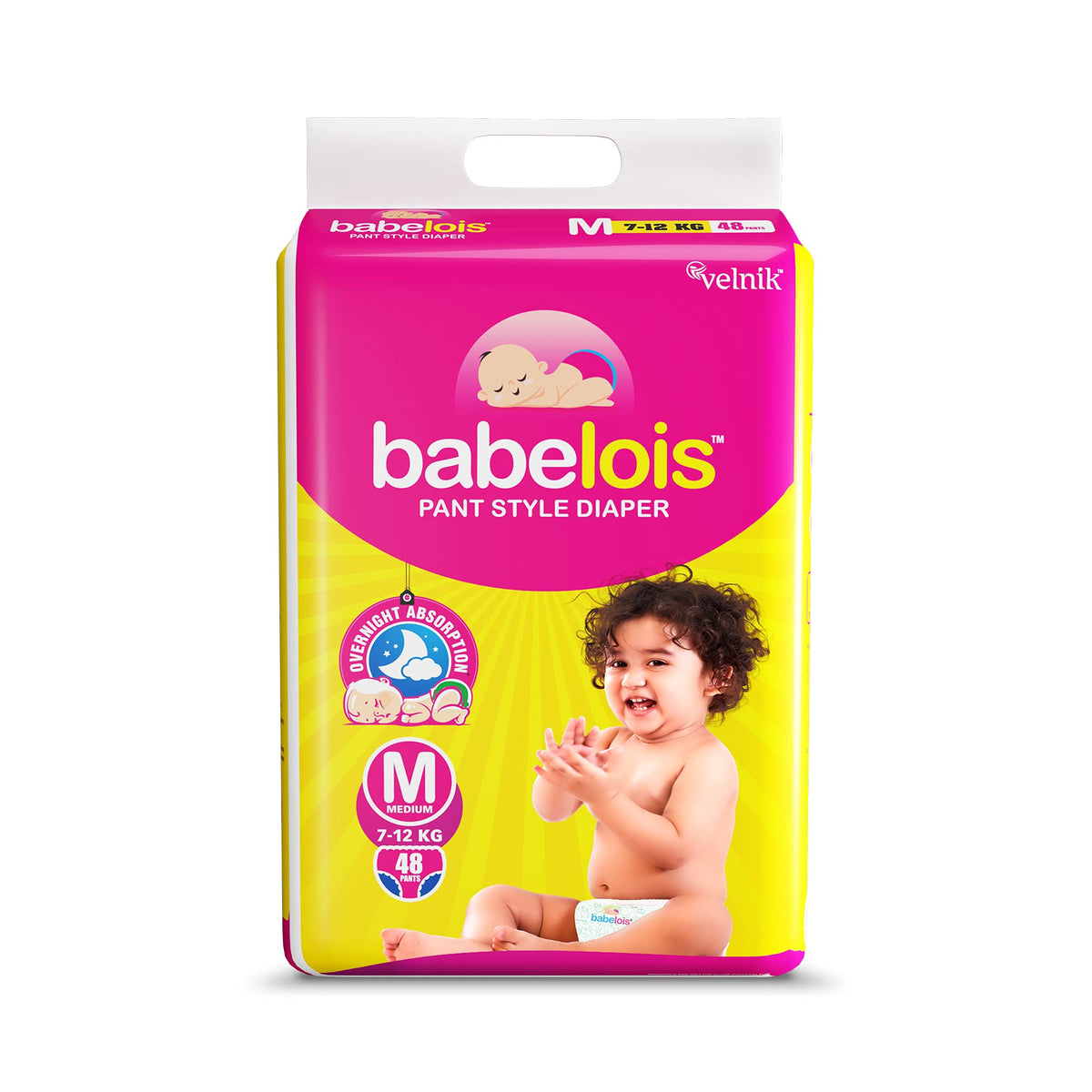 Babelois Pant Style Diapers For Babies| New Baby Diapers With Cottony Soft Advance Gel Technology | Overnight Absorption (M, 48,