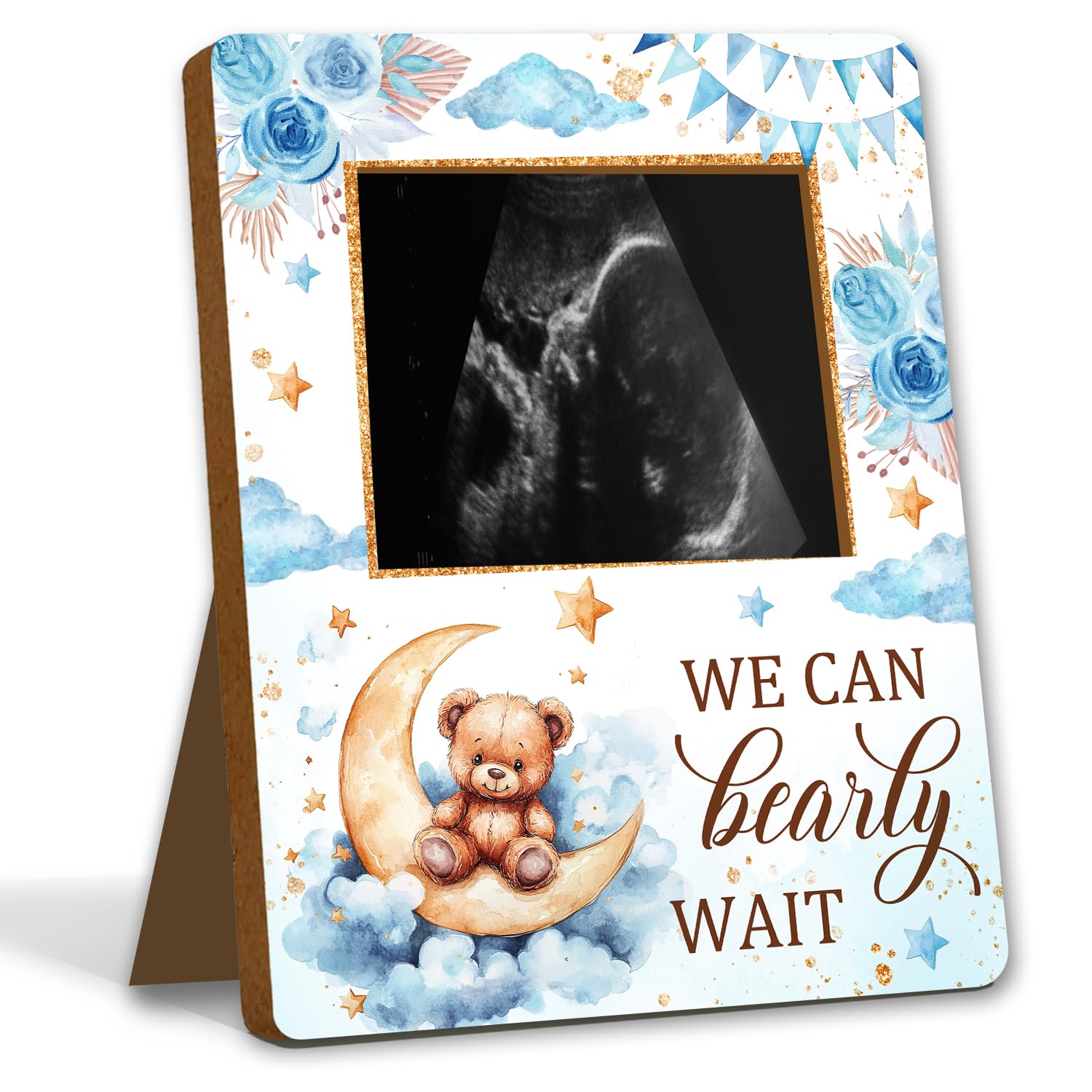 ALodr Bear Baby Shower Decorations, Baby Shower Sign Picture Frame, Cute Bear Decor Gender Reveal, Pregnancy Milestone Keepsake,