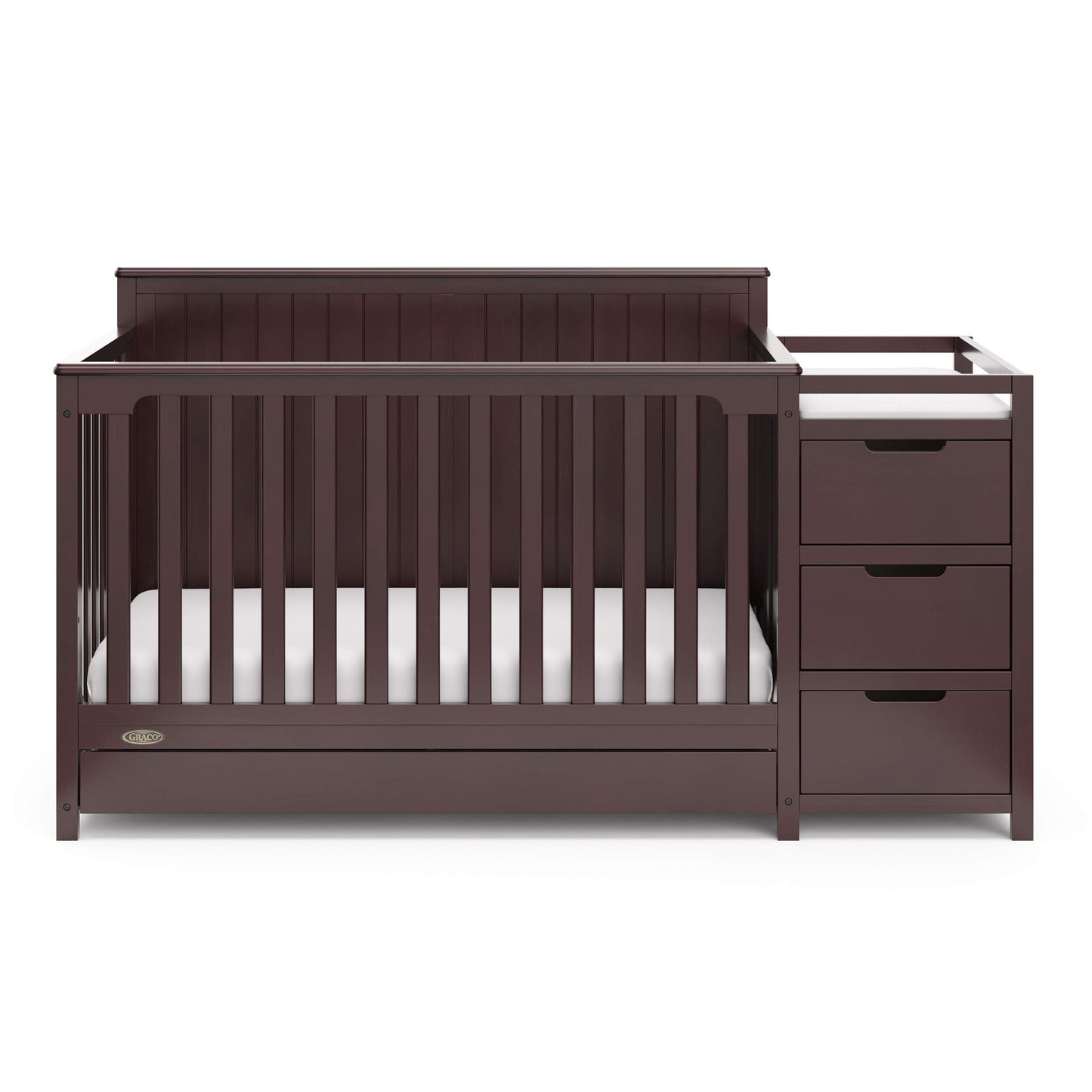 Graco Hadley 5-In-1 Convertible Crib And Changer With Drawer (Espresso) - Greenguard Gold Certified, Crib And Changing -Table Co