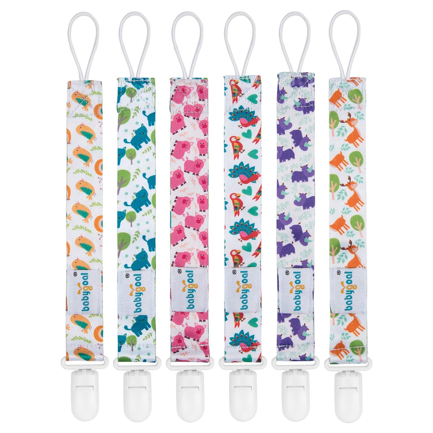 Babygoal Animal Pacifier Clips, 6 Pack Binky Paci Holder And Leash For Boys And Girls Fits For Most Pacifier, Binkie Styles & Ba
