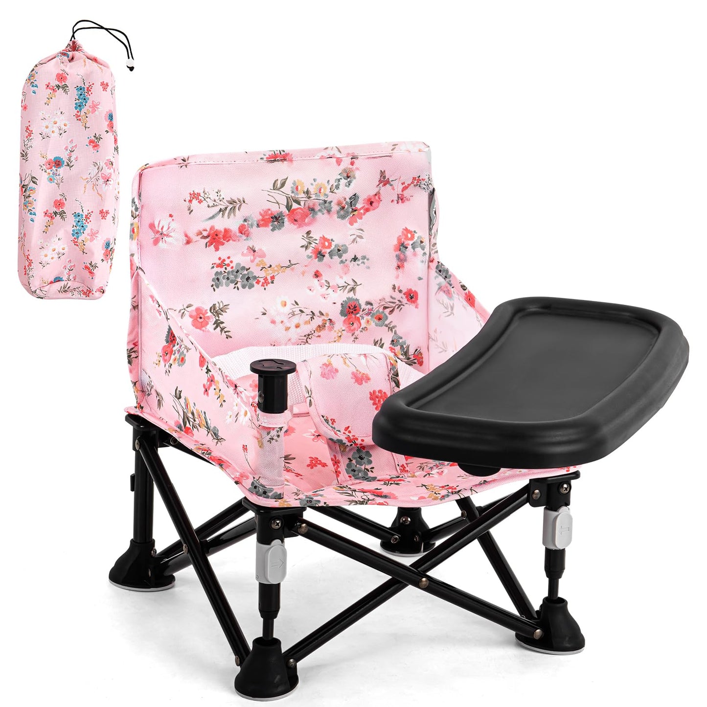Booster Seat for Kitchen Chair with Removable Tray, Portable Foldable Baby Chair for Babies 6-36 Months, Indoor Outdoor Toddler 