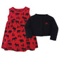Hudson Baby Girls' Cotton Dress And Cardigan Set, Red Moose Bear, 18-24 Months