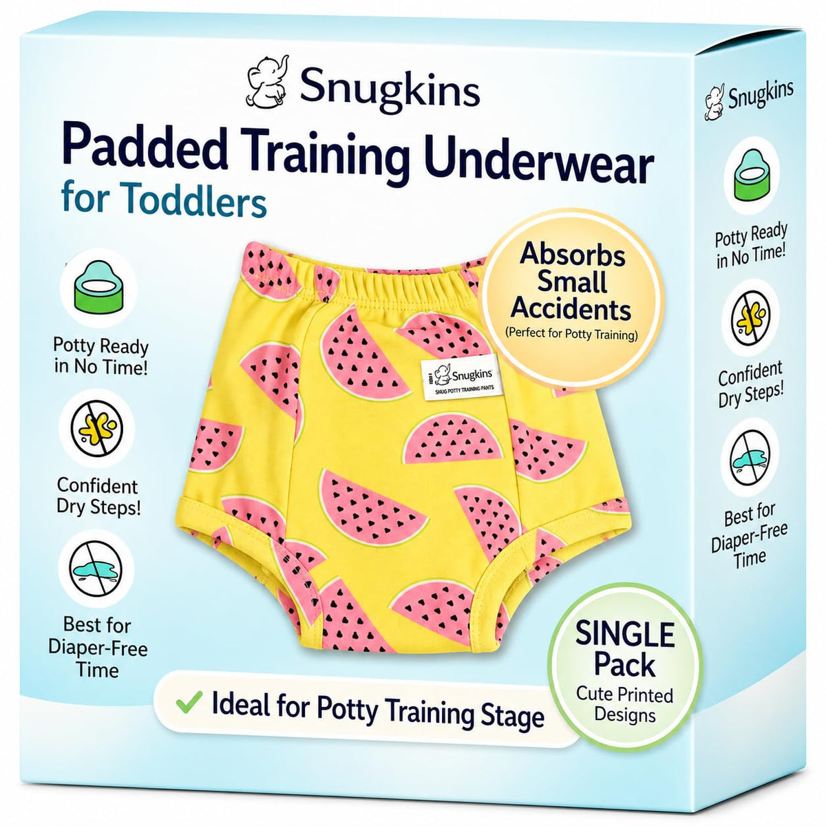 Snugkins Snug Potty Training PullUp Pants | Washable & Reusable | Fits (12 Years, Pack Of 1 Melon)