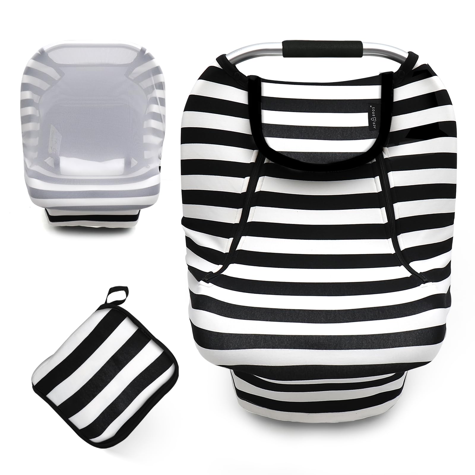 ACRABROS Car Seat Covers for Babies,All Season Infant Carseat Cover Canopy for Boys and Girls,Stretchy Adjustable Peeping Window