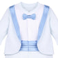 Lilax Baby Boy Gentleman Tuxedo Footie Christmas Holiday Outfit With Bow Tie (3 Months, Blue)