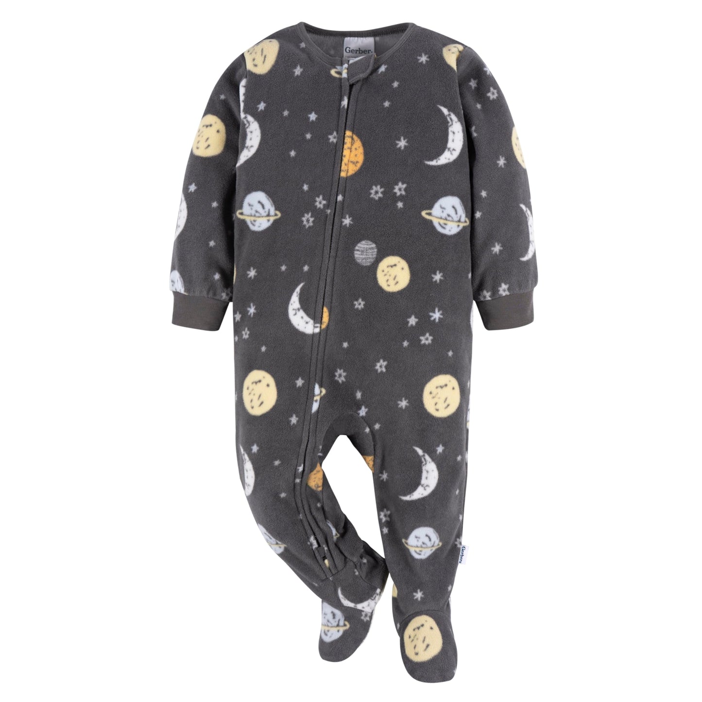 Gerber Baby Boy'S Toddler Loose Fit Flame Resistant Fleece Footed Pajamas 2-Pack, Space, 2T