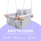 Canvas Baby Swing By Cateam - Gray - Wooden Hanging Swing Seat Chair For Baby With 5-Point Safety Belt And Mounting Hardware. Ba