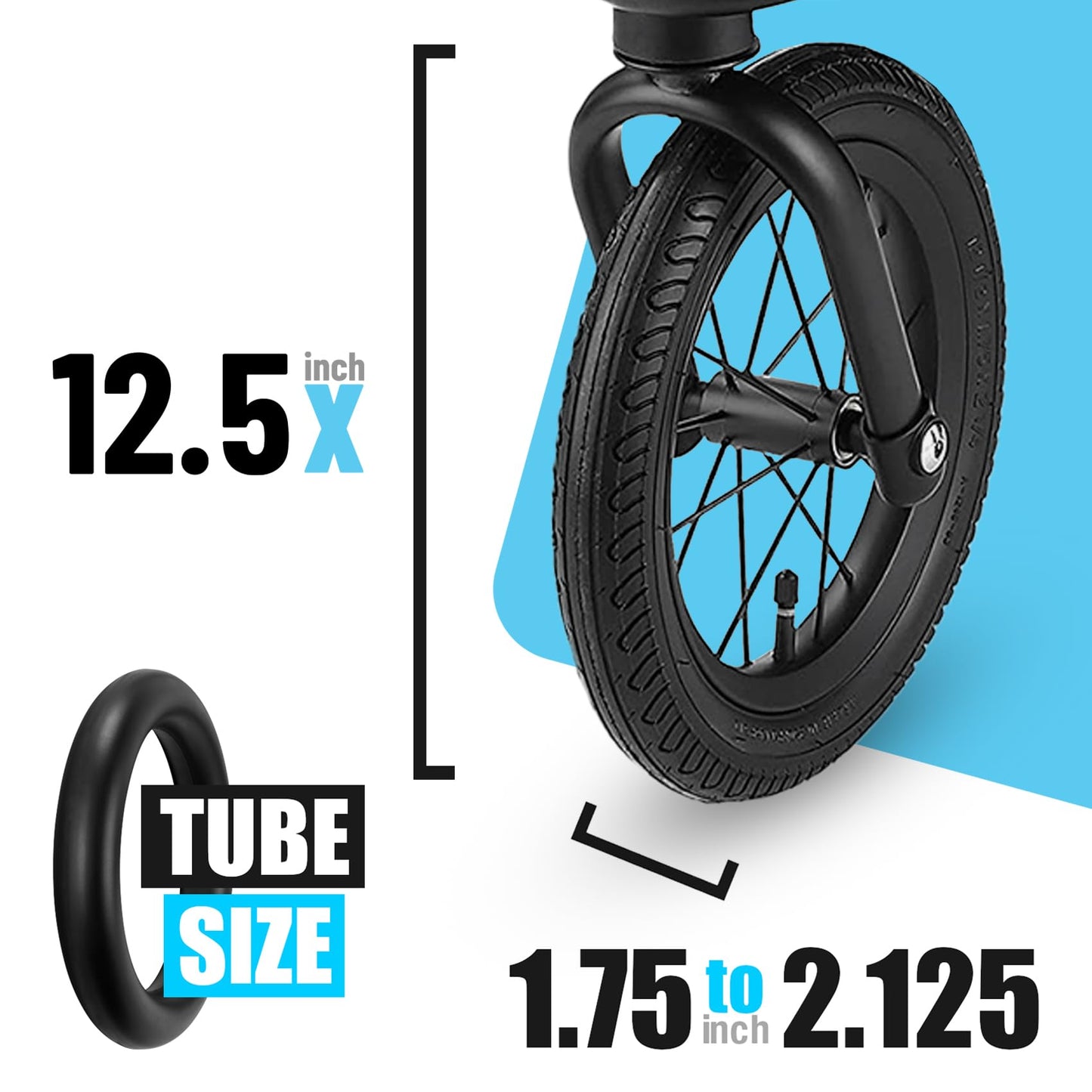 Graco Stroller Front Tire Tube 12.5'X1.75' For Jogging Strollers - Fits Wayfinder, Alterrain, Revolution Flex/Pro/Se, Strides,
